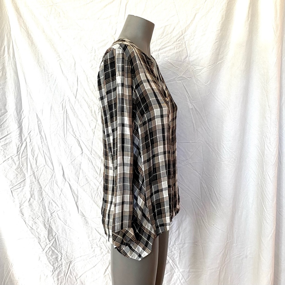 J.Jill Long Sleeve Plaid Button Down Top, Size XS, Loose Flowy Fit - Picture 6 of 10